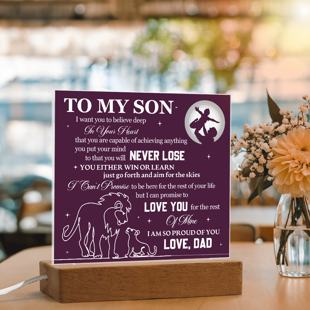 Acrylic Square Plaque - To My Son Lions