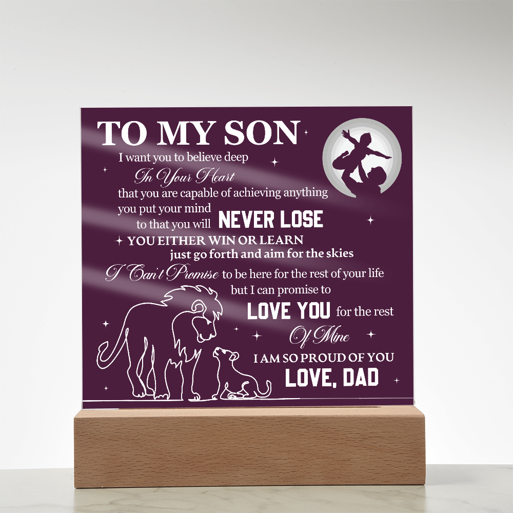 Acrylic Square Plaque - To My Son Lions