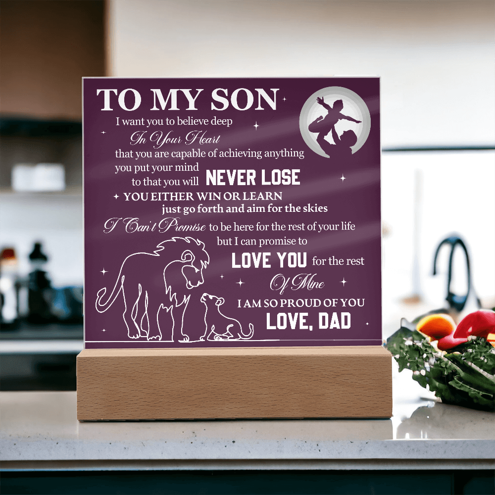 Acrylic Square Plaque - To My Son Lions