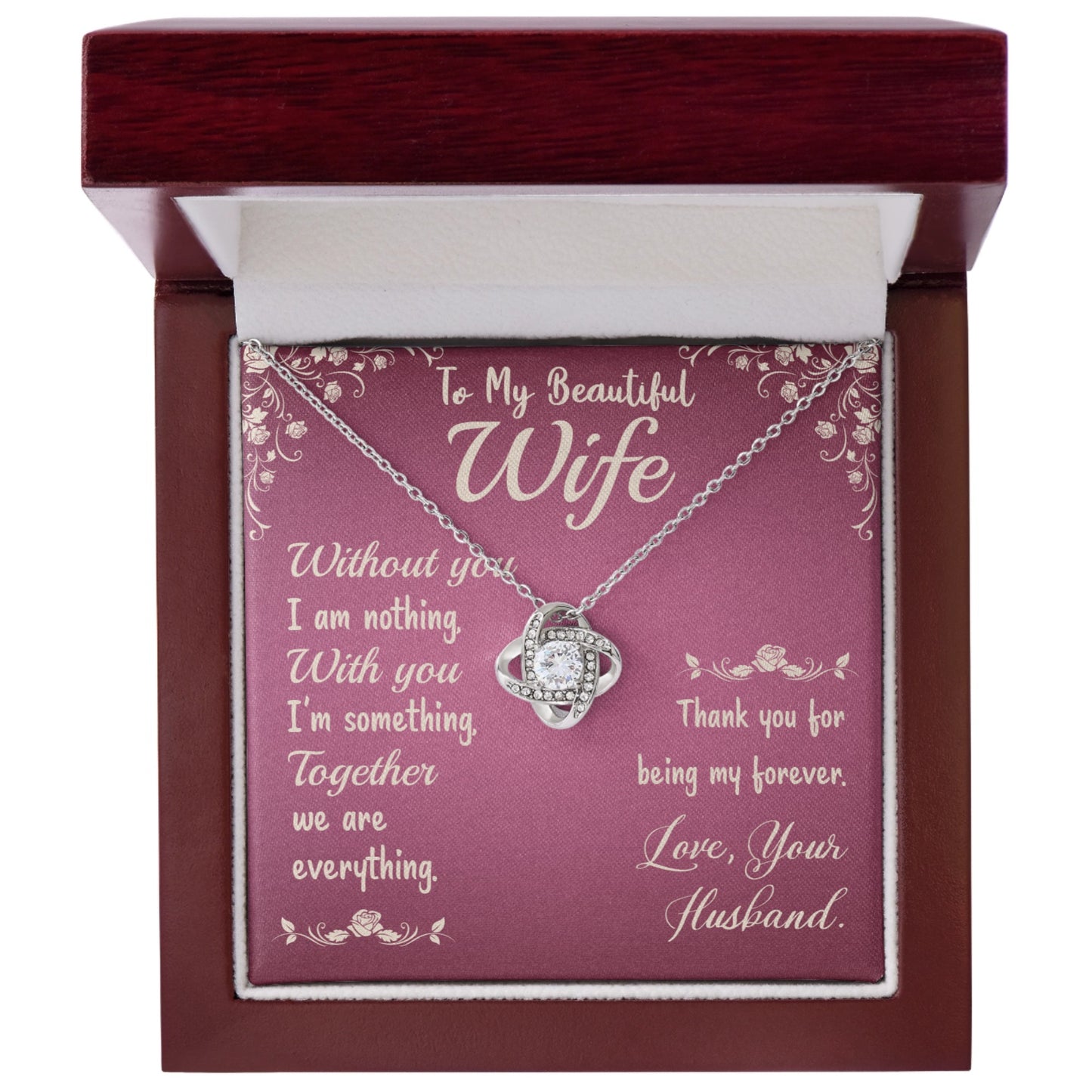 To My Beautiful Wife Love Knot Necklace