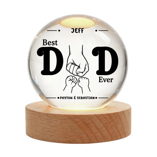 Best Dad Ever Fists Crystal Globe Lamp