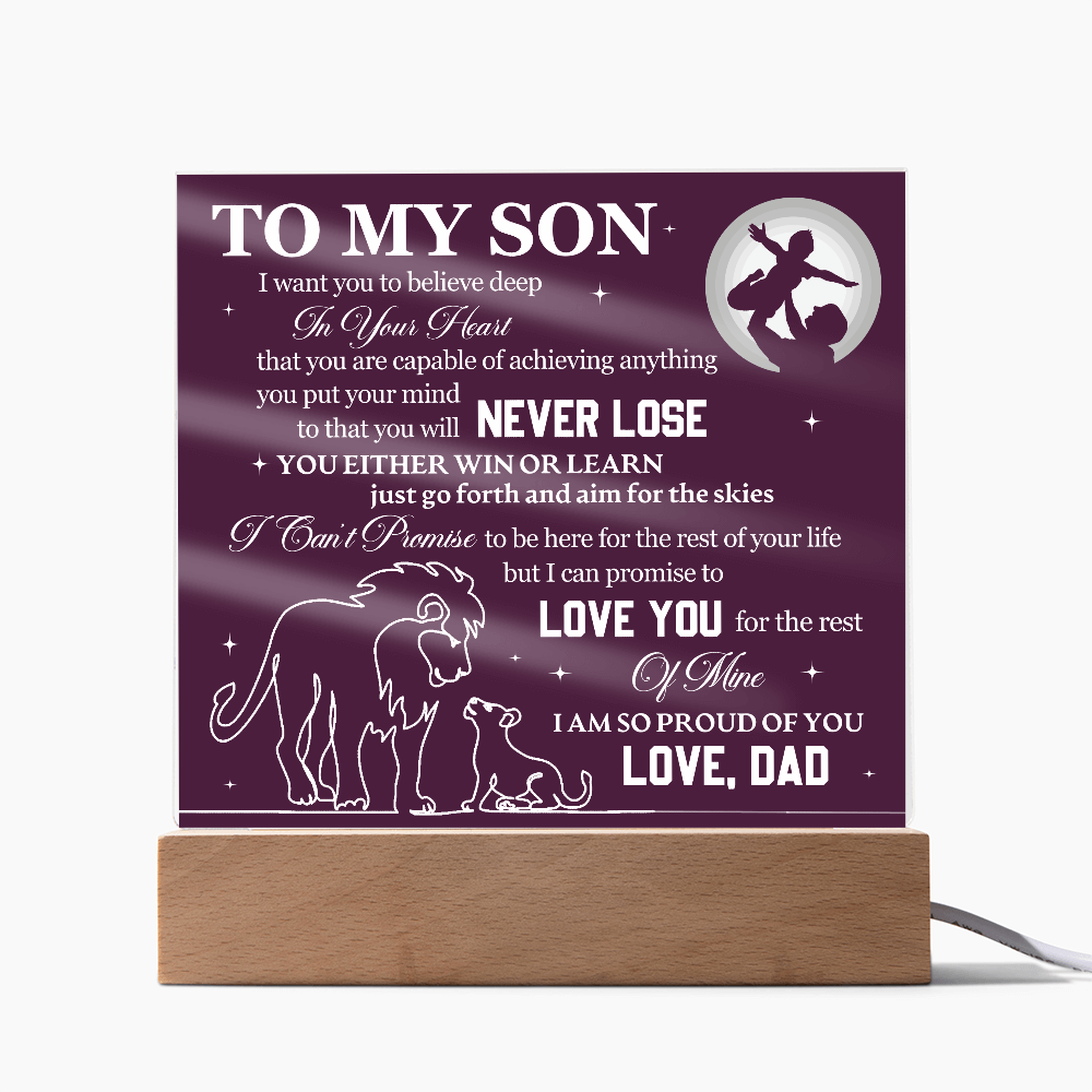 Acrylic Square Plaque - To My Son Lions