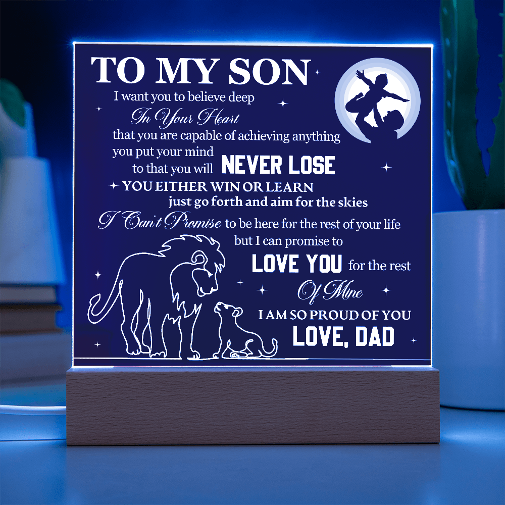 Acrylic Square Plaque - To My Son Lions