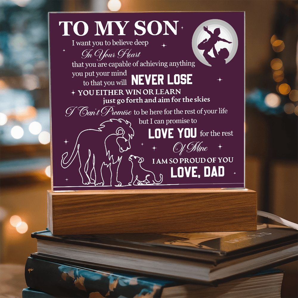 Acrylic Square Plaque - To My Son Lions
