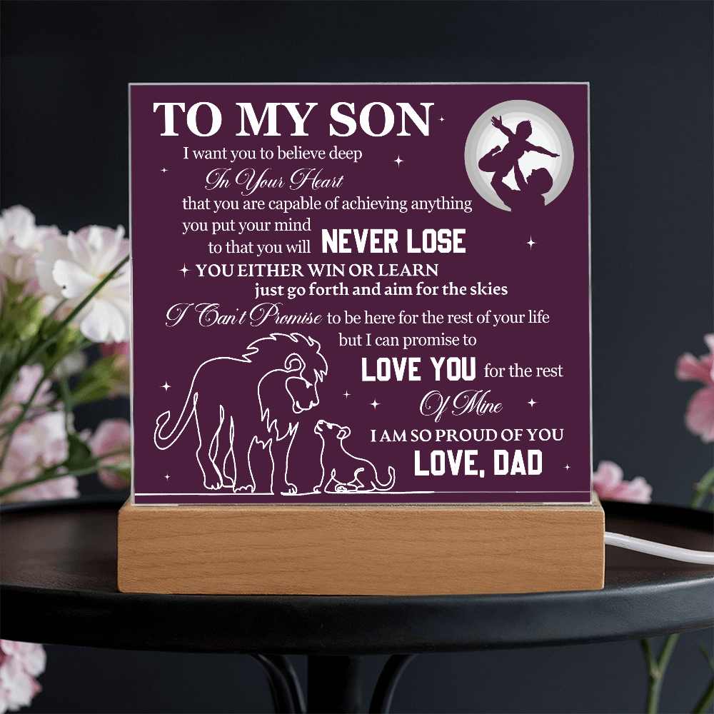Acrylic Square Plaque - To My Son Lions