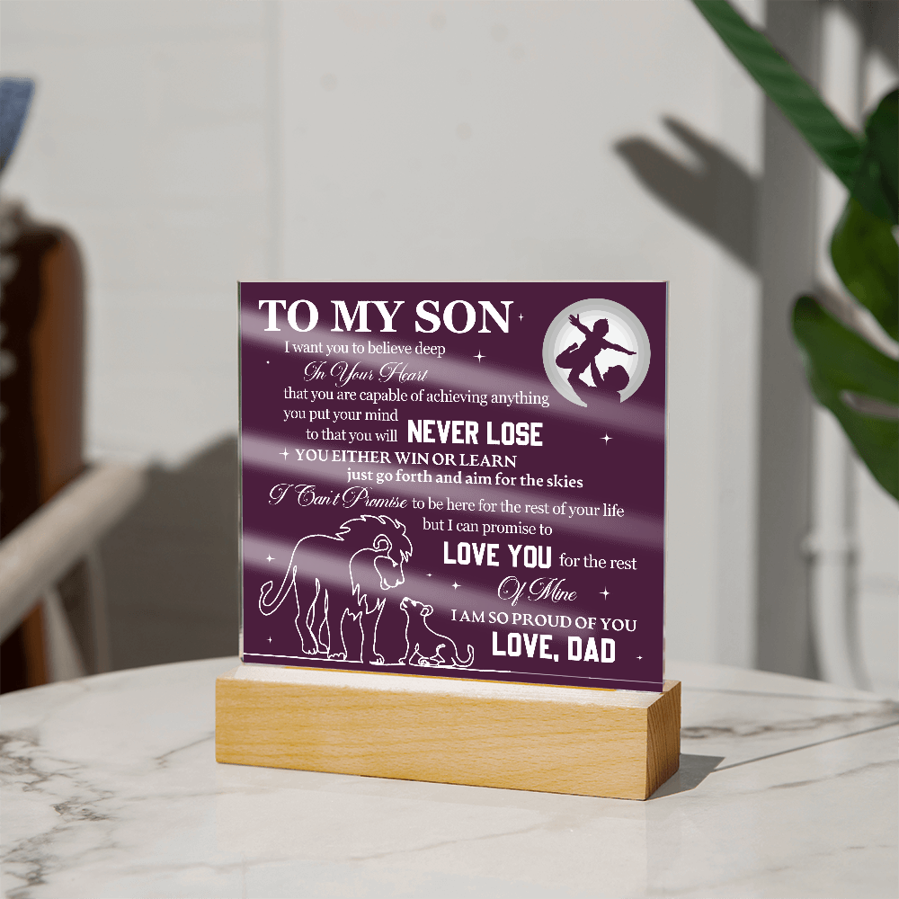 Acrylic Square Plaque - To My Son Lions