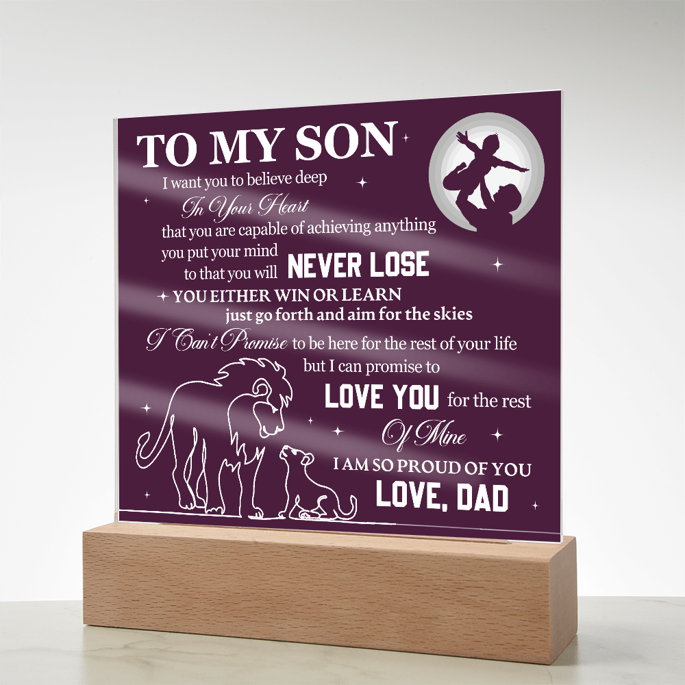 Acrylic Square Plaque - To My Son Lions