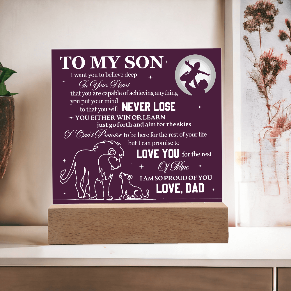 Acrylic Square Plaque - To My Son Lions