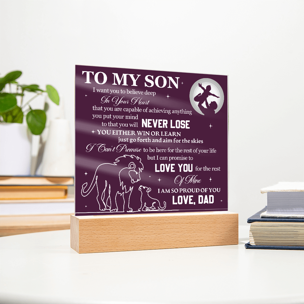 Acrylic Square Plaque - To My Son Lions