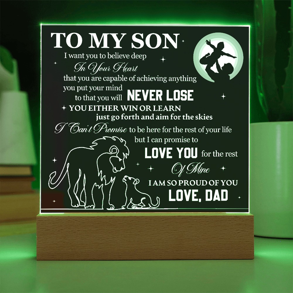Acrylic Square Plaque - To My Son Lions