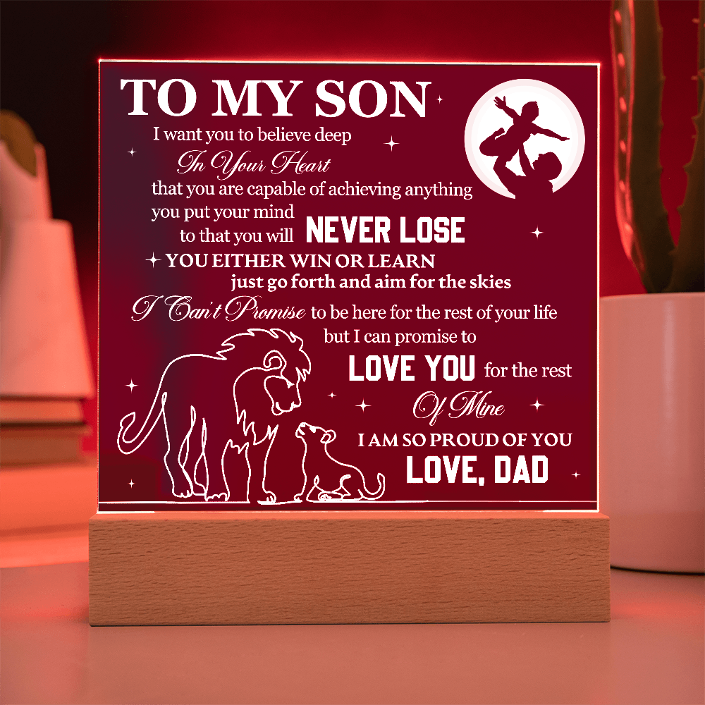 Acrylic Square Plaque - To My Son Lions
