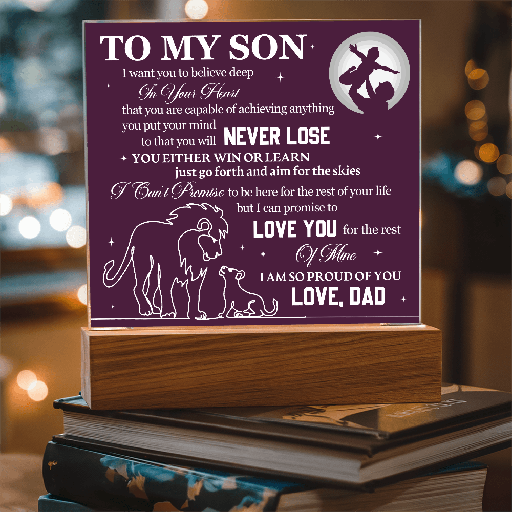 Acrylic Square Plaque - To My Son Lions