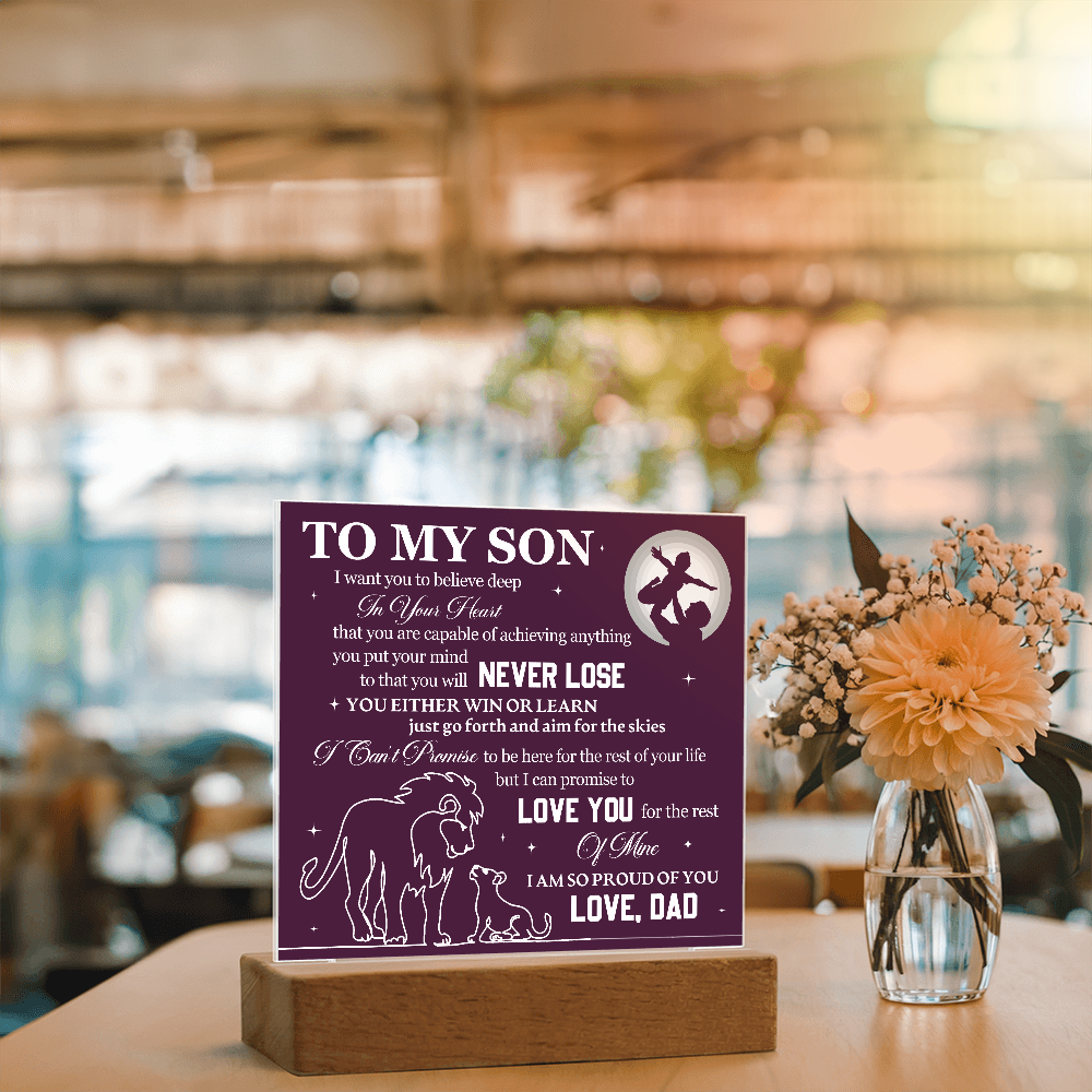 Acrylic Square Plaque - To My Son Lions