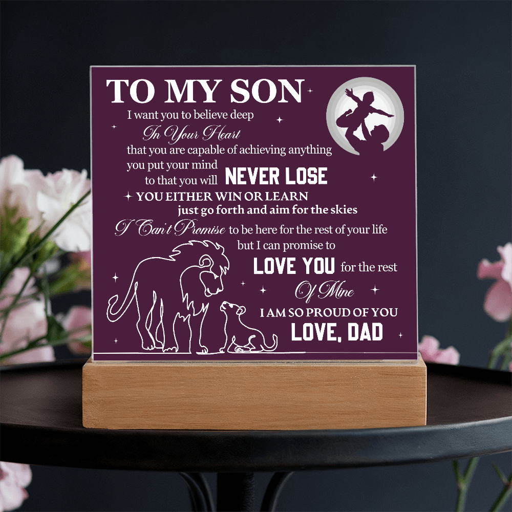 Acrylic Square Plaque - To My Son Lions