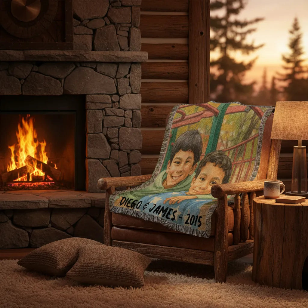 Turn Your Photos Into Colored Pencil Drawing - Heirloom Woven Blanket