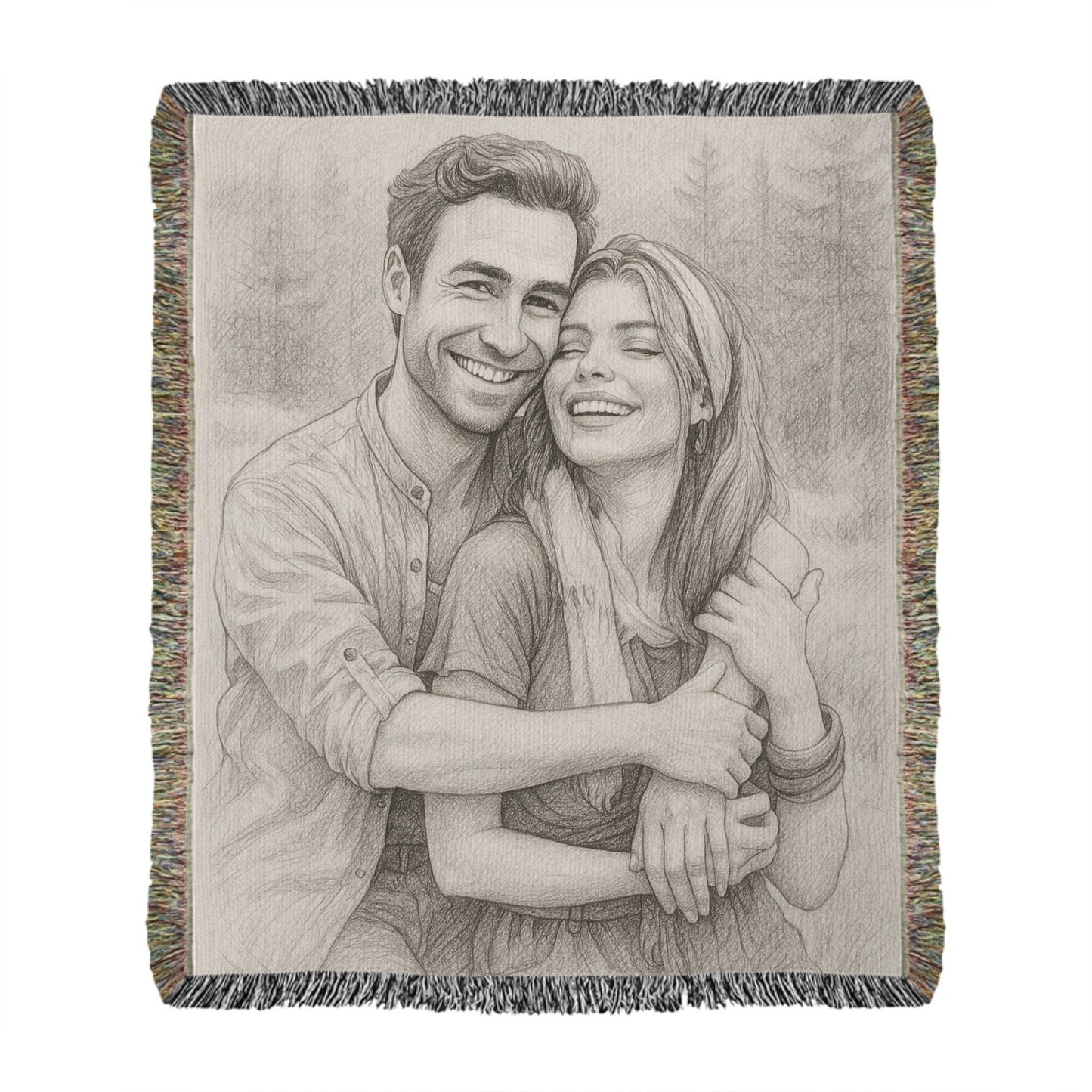 Turn Your Photos Into Black And White Drawing - Heirloom Woven Blanket