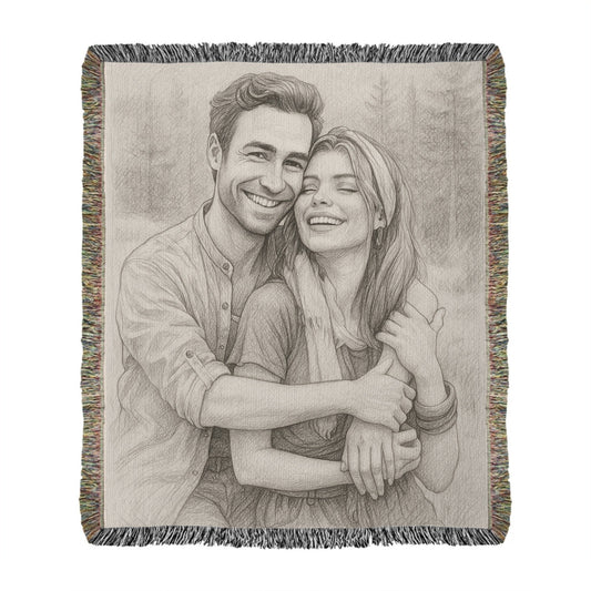 Turn Your Photos Into Black And White Drawing - Heirloom Woven Blanket