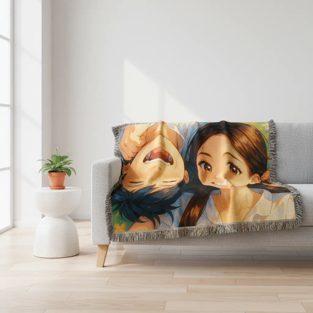 Turn Your Photos Anime - Heirloom Woven Blanket